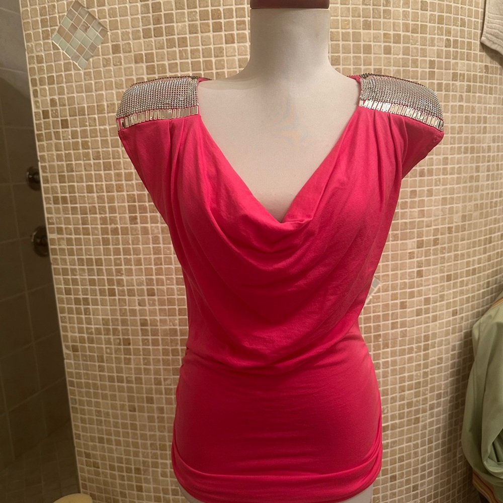 Pink Draped Top with Silver Accents